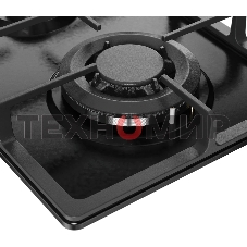 Газовая варочная панель Monsher MSG 33 Noir, газ, High-Tech, 29 см, автоматический электроподжиг, газ-контроль, форсунки под сжиженый газ, SABAF конфорки, чугунные решетки, черный
