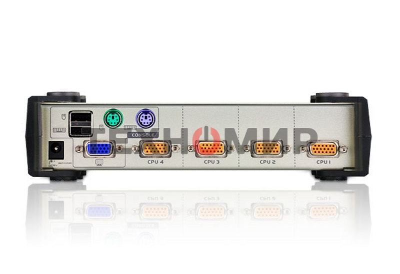 Переключатель ATEN CS84U(-AT) 4-портовый KVM-переключатель 1 user(HDB15(SVGA Female)+KBD(PS/2)+MOUSE(PS/2), KVM-порты: SPHD18(Female). В комплекте: кабели KVM (2L-5201P)-4шт. Не требует внешнего питания