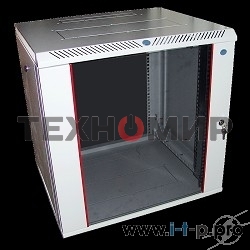 Шкаф настенный ЦМО ШРН-М-12.500 12U 600x520мм пер.дв.стекл съемные бок.пан. 50кг серый