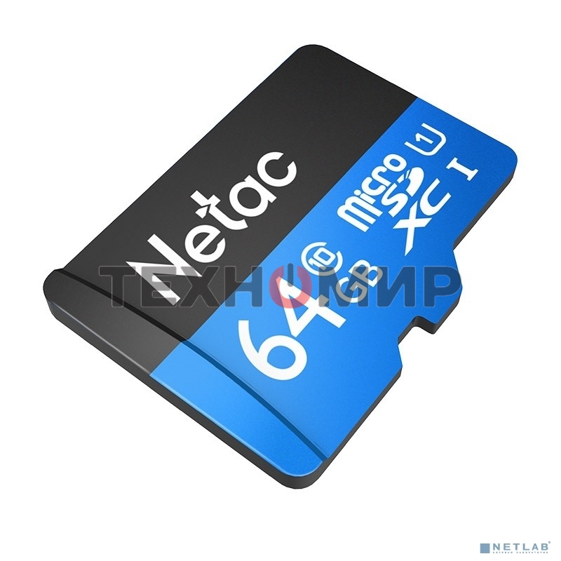 Флеш карта microSDHC 64Gb Netac P500 NT02P500STN-064G-R (с SD адаптером) 80Mb/s
