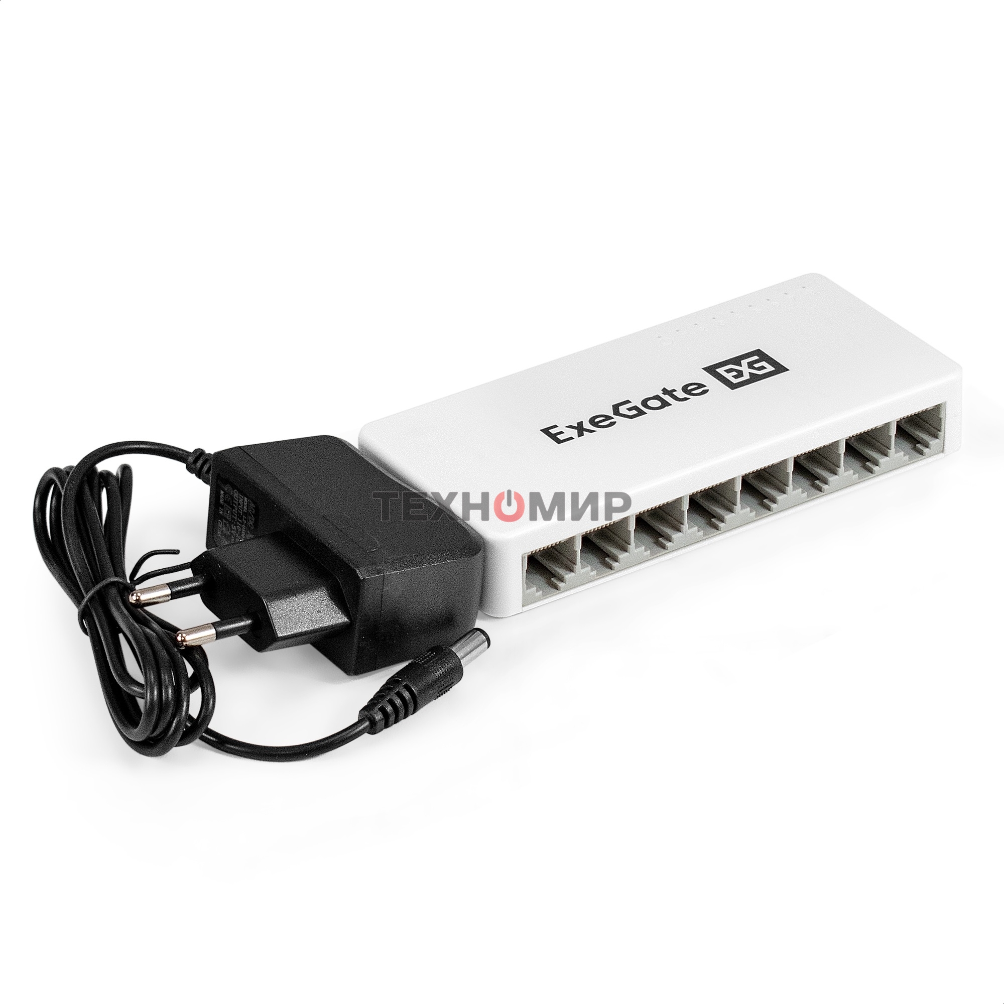 Коммутатор неуправляемый ExeGate EDGS-1008C (8-портовый гигабитный UTP 10/100/1000 Base-T, с функцией энергосбережения (EEE), настольный/настенный)