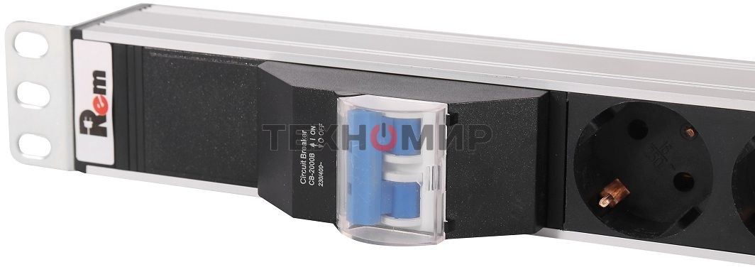 Вертикальный блок розеток Rem-16 с авт. 16А, 20 Shuko, 16A, алюм., 33-48U, колодка