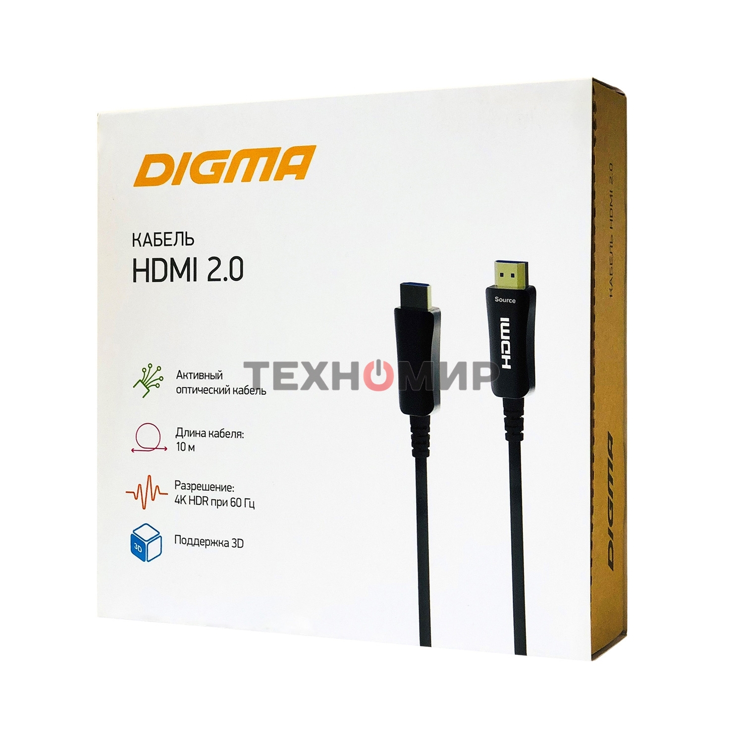 Кабель аудио-видео Digma HDMI 2.0 AOC HDMI (m)/HDMI (m) 10м. позолоченные контакты черный (BHP AOC 2.0-10)
