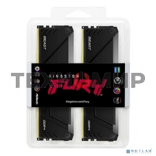 Оперативная память Kingston Fury Beast, DDR4, 64GB (4x16GB), 3200MHz, CL16, DIMM, с радиатором, RGB, черный