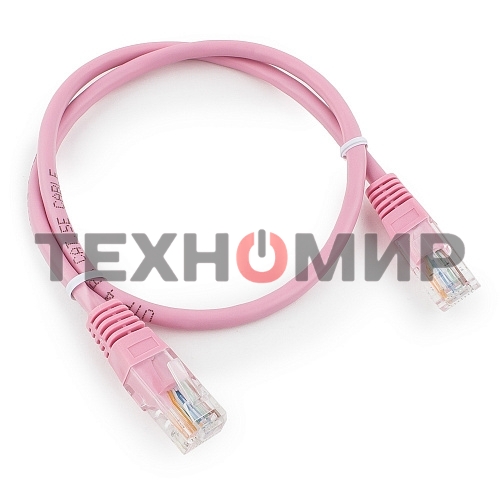 Патч-корд UTP Cablexpert cat.5e, 0.5м, литой, многожильный, розовый