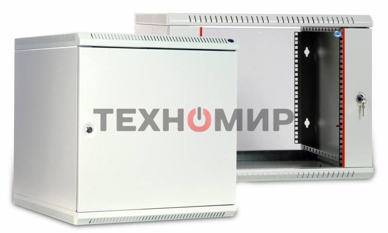 Шкаф настенный ЦМО ШРН-Э-18.500 18U 600x520мм пер.дв.стекл несъемные бок.пан. серый