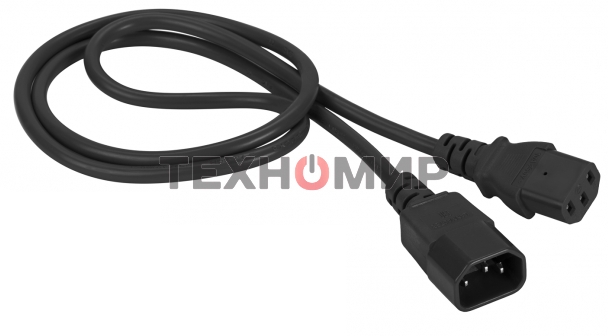 Шнур питания Lanmaster C13-C14, 3х0.75, 220В, 10А, черный, 0.5 метра