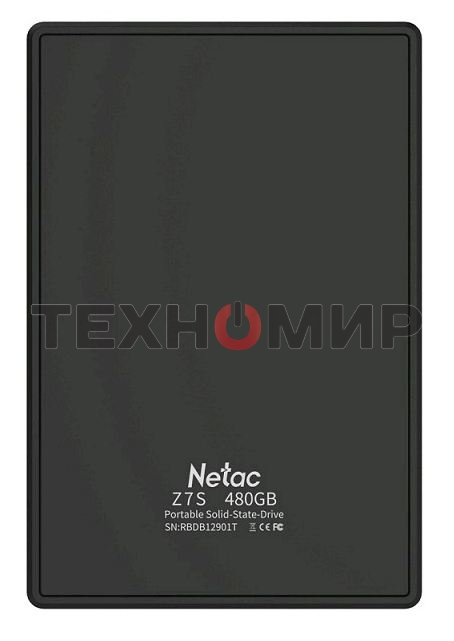 Внешний SSD Netac Z7S, 960 Gb, USB 3.2 Gen 2 Type-C, R/W 550/480, черный