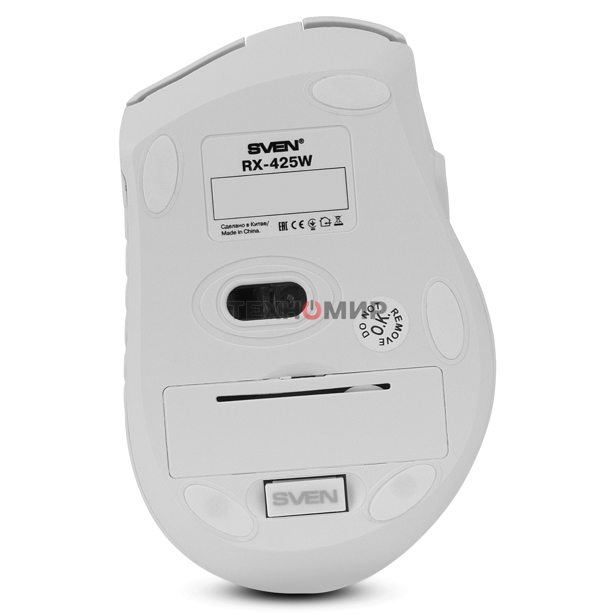 Мышь беспроводная SVEN RX-425W белый, 1600 dpi, радиоканал, USB, кнопки - 6