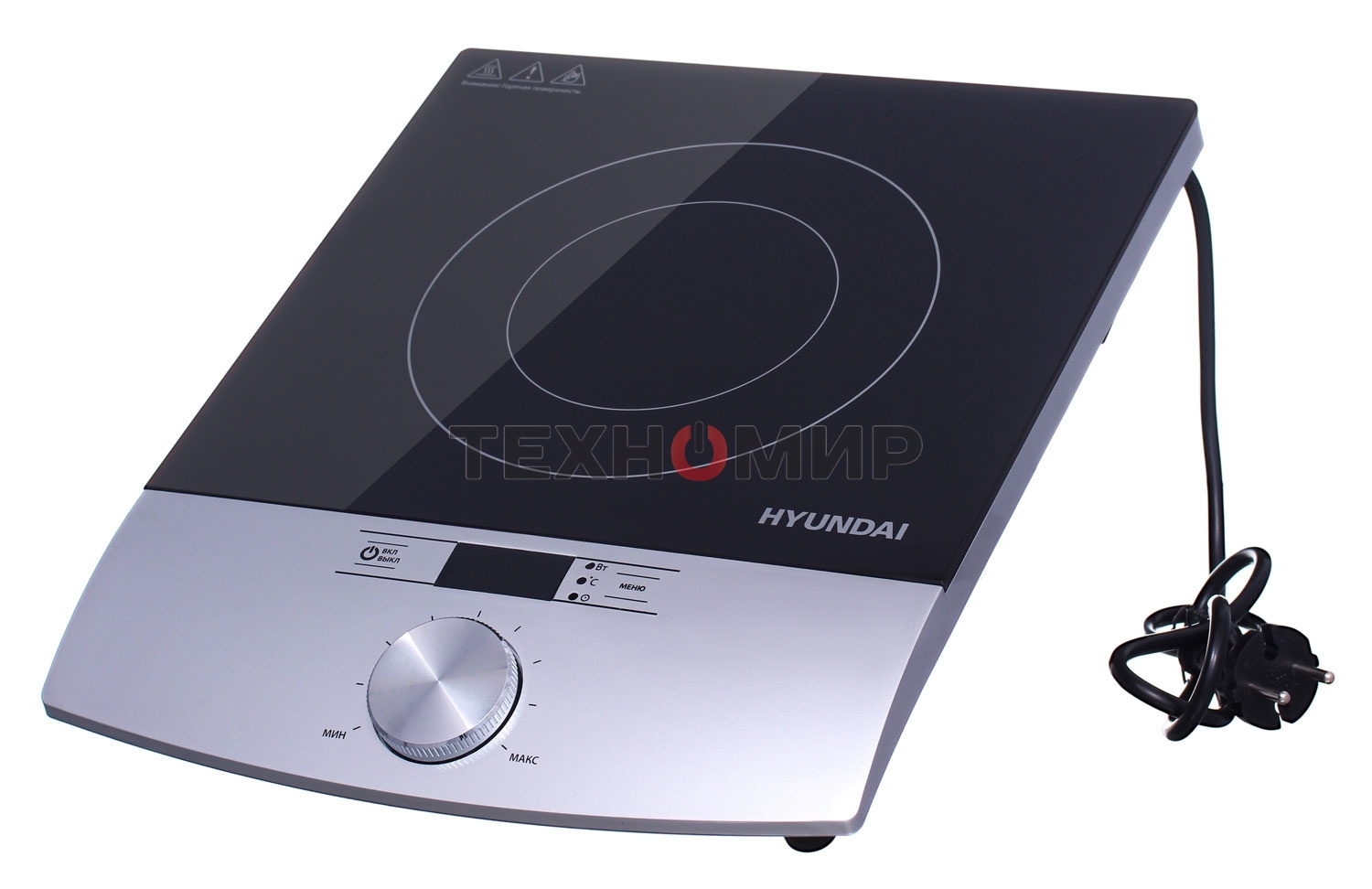 Плита настольная электрическая Hyundai HYC-0102 серебристый/черный стеклокерамика