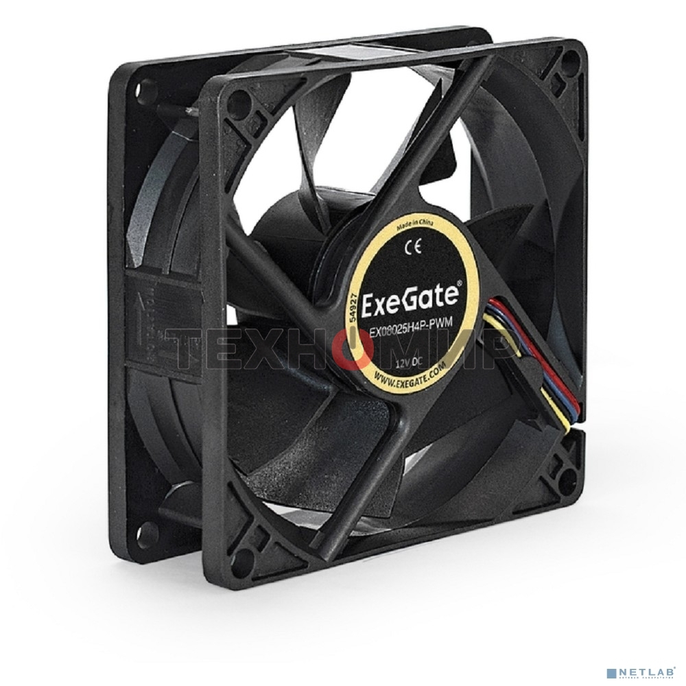 Вентилятор для корпуса ExeGate E08025H4P-PWM черный, 80 мм, 2300 об/мин, 23 дБ, 4 pin