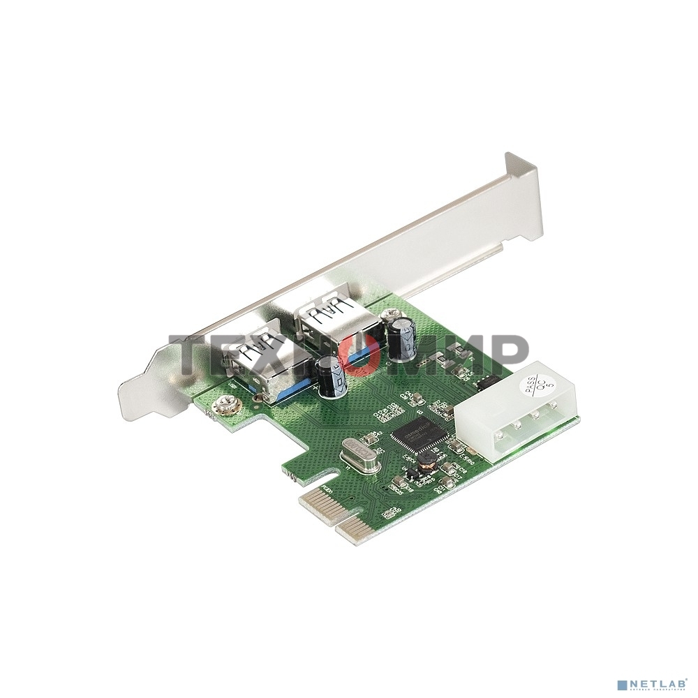 Контроллер ExeGate EXE-319 PCI-E 2.0, 2*USB 3.0 ext, разъем доп.питания (OEM)