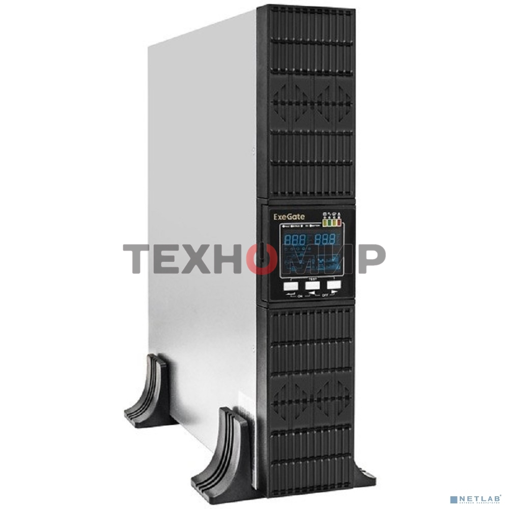 Источник бесперебойного питания On-line ExeGate PowerExpert ULS-3000.LCD.AVR.1SH.2C13.USB.RS232.SNMP.2U 3000VA/3000W, On-Line, PF=1, LCD, 1*Schuko+2*C13, RS232, USB, SNMP-slot, Rackmount 2U/Tower, металлический корпус, черный