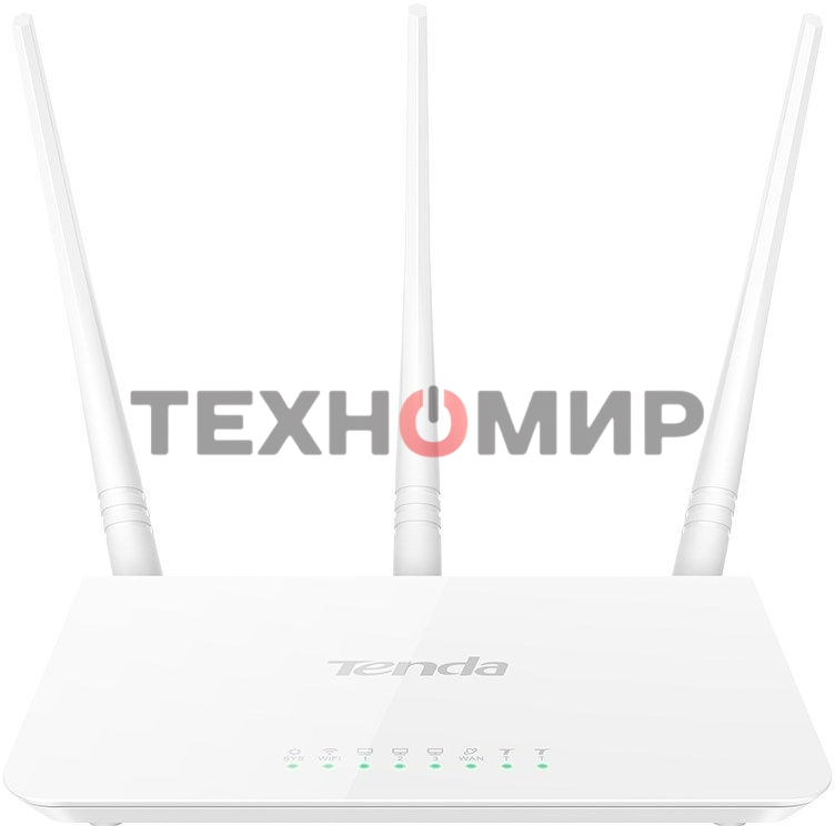 Сетевое оборудование TENDA F3 маршрутизатор 802.11n, до300Мбит/с, 2T2R, LAN: 3х10/100Мбит/с, WAN: 1х10/100Мбит/c, 3 внешние антенны 5дБи.