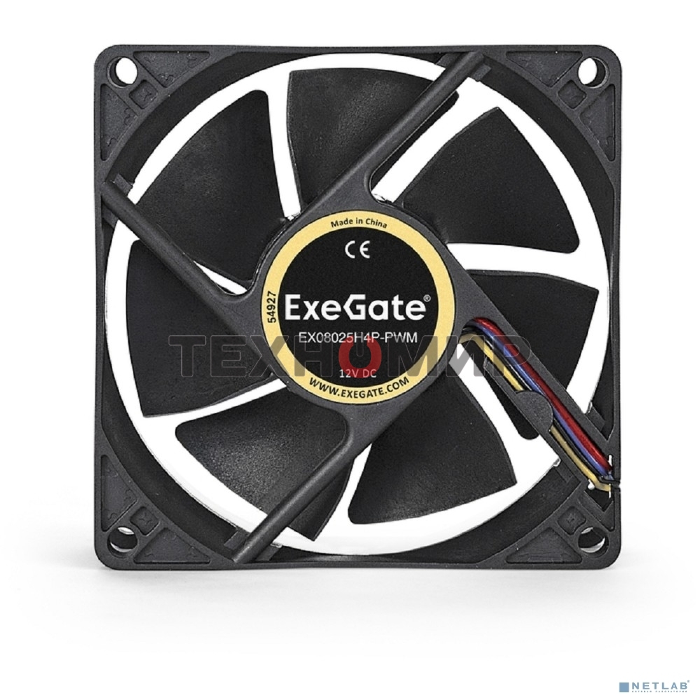Вентилятор для корпуса ExeGate E08025H4P-PWM черный, 80 мм, 2300 об/мин, 23 дБ, 4 pin