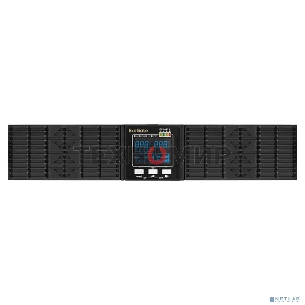 Источник бесперебойного питания On-line ExeGate PowerExpert ULS-3000.LCD.AVR.1SH.2C13.USB.RS232.SNMP.2U 3000VA/3000W, On-Line, PF=1, LCD, 1*Schuko+2*C13, RS232, USB, SNMP-slot, Rackmount 2U/Tower, металлический корпус, черный