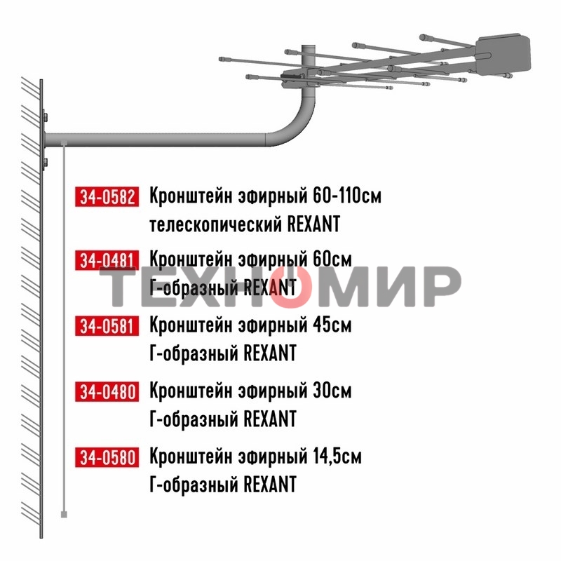Кронштейн эфирный Rexant Г-образный, 30 см
