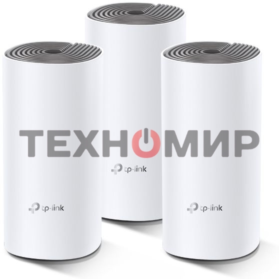 Домашняя Mesh Wi-Fi система TP-Link Deco E4 (3-Pack), 1167 Мбит/с (5 ГГц: до 867 Мбит/с + 2,4 ГГц: до 300 Мбит/с), 2 порта 100 Мбит/с, 2 встроенные антенны на каждом модуле Deco