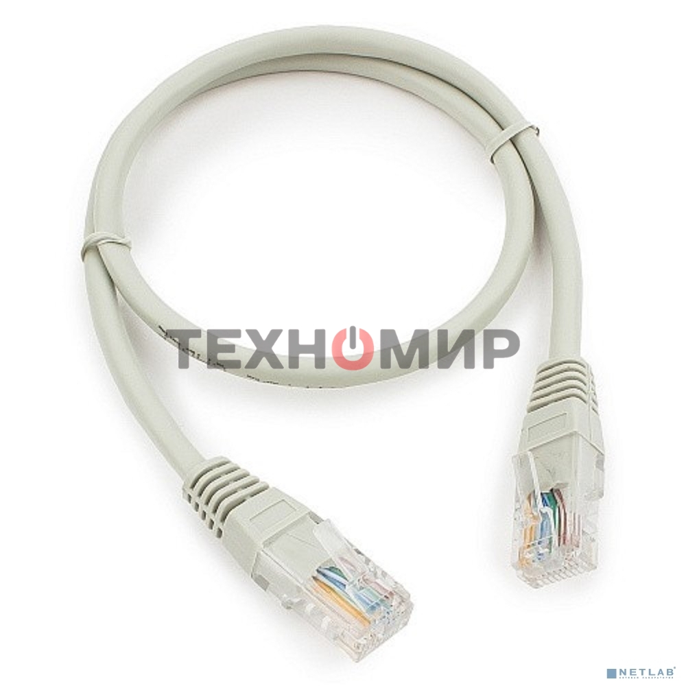 Патч-корд медный UTP Cablexpert PP10-0.5M cat.5, 0.5м, литой, многожильный, серый
