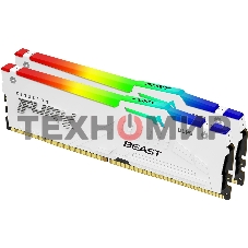 Оперативная память Kingston Fury Beast RGb, DDR5, 64Gb (2x32Gb), 6000MHz, CL36, DIMM, с радиаторами, RGb, белый