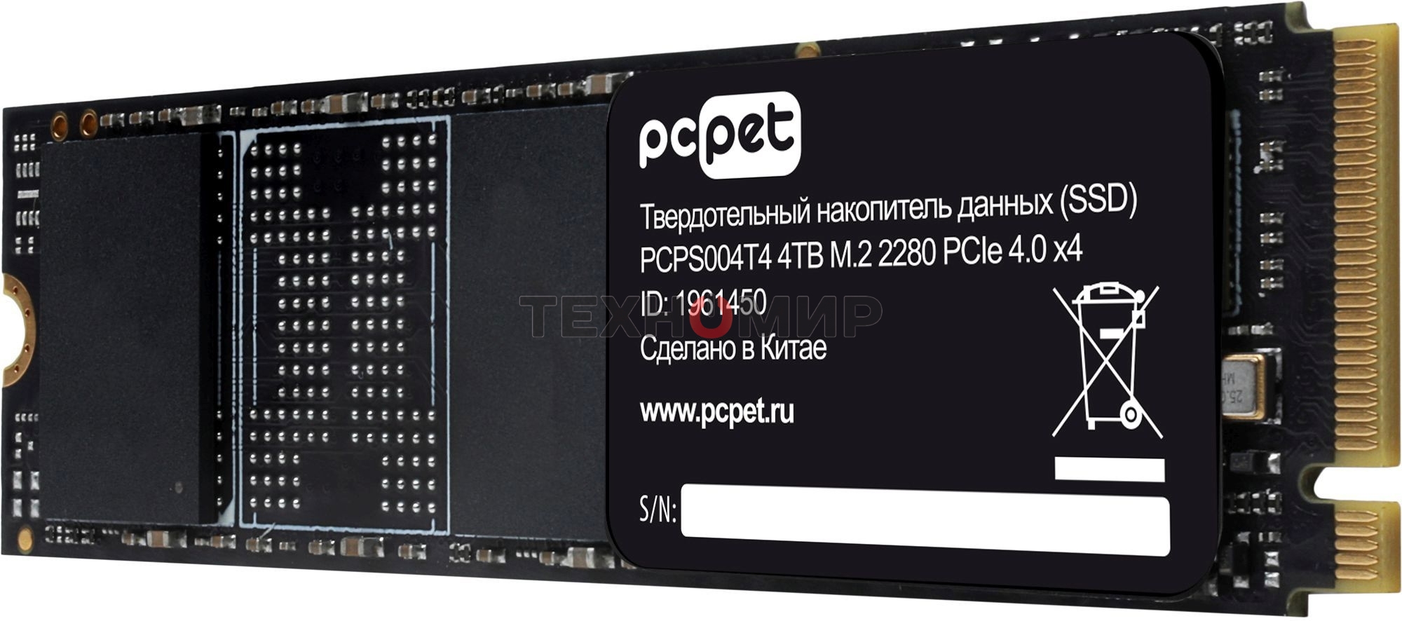 Накопитель SSD PC Pet PCI-E 4.0 x4 4TB PCPS004T4 M.2 2280 OEM