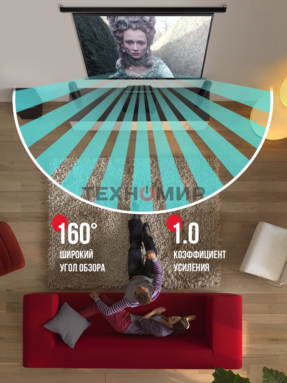 Экран для проектора S'OK Athena SGPSMS-323x201 на тросах с электроприводом, матовый, белый к