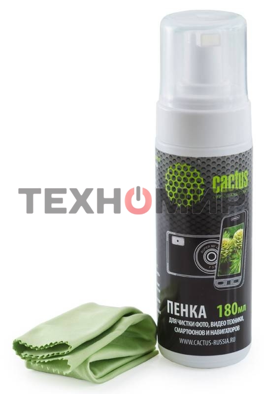 Чистящий набор (салфетки + пена) Cactus CS-S3006 для экранов и оптики 1 шт 18x18 см 180 мл