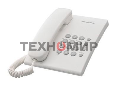 Телефон проводной Panasonic KX-TS2350RUW белый повтор номера, регул-ка громкости, кр.на стену