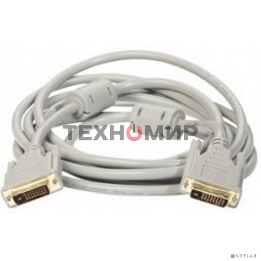 Кабель DVI dual link (25M-25M) 1.8м ExeGate, 2 фильтра, позолоченные контакты