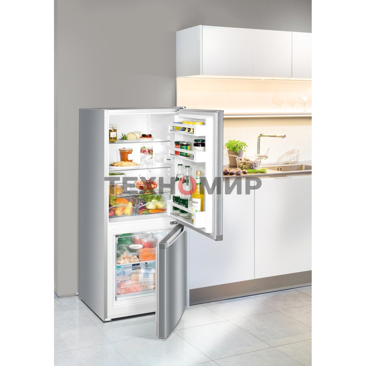 Холодильник Liebherr CUele 2331-26 001, двухкамерный, 156/53л, морозилка снизу, серебристый