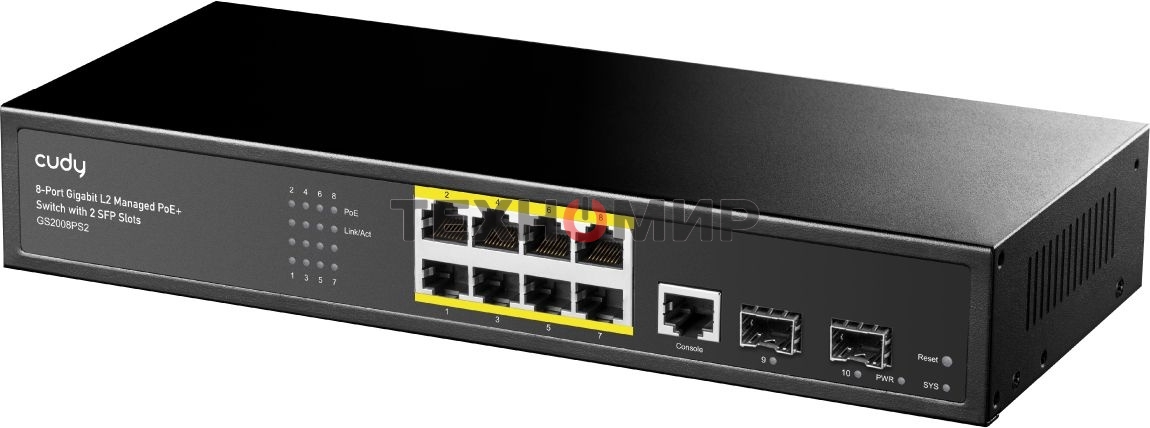 Коммутатор Cudy GS2008PS2 (L2) 8x1 Гбит/с 2SFP 8PoE+ 120W управляемый
