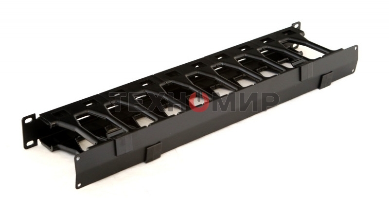 Кабельный организатор с крышкой Hyperline CMF-1U-FPL106-MCOV-RAL9005, глубина 106 мм, 19