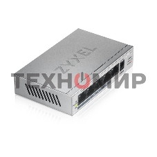 Коммутатор Zyxel GS1005HP Switch PoE +, 5xGE (4xPoE +), desktop, metal, silent, PoE budget 60 W