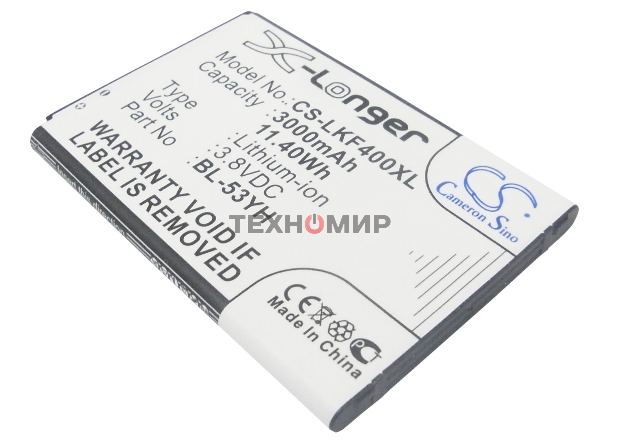 Аккумулятор CameronSino CS-LKF400XL BL-53YH для LG G3 Stylus D690 3.8V, 3000mAh, 11.40Wh