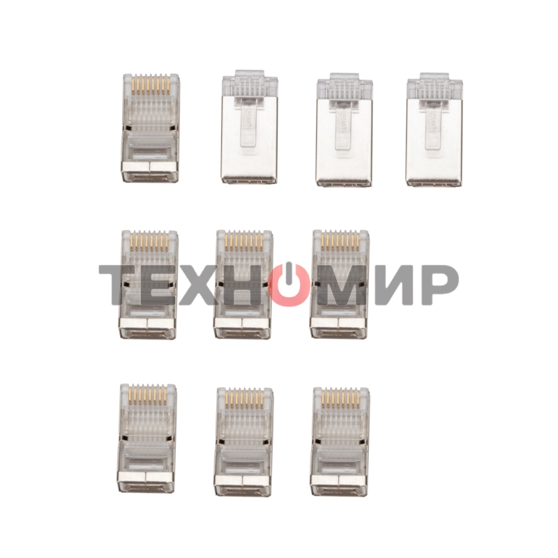 Разъем сетевой Rexant LAN на кабель, штекер 8Р8С (Rj-45), под обжим, в экране, (10 шт.)