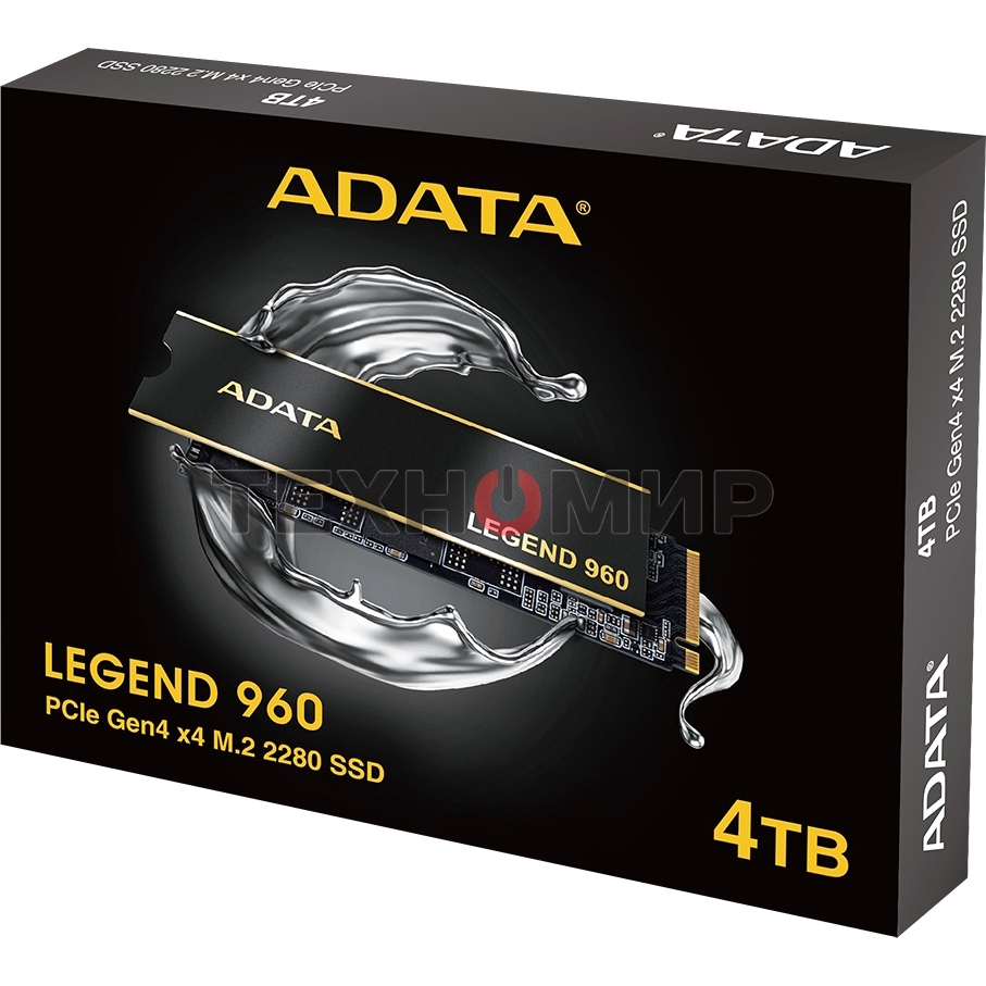 Накопитель SSD ADATA LEGEND 960, 4Tb, PCIe 4.0 x4, M.2 2280, NVMe, R/W 7400/6800, с радиатором