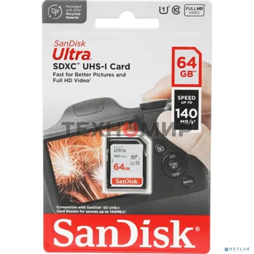Флеш карта SANDISK SDXC 64Gb UHS-I SDSDUNB-064G-GN6IN