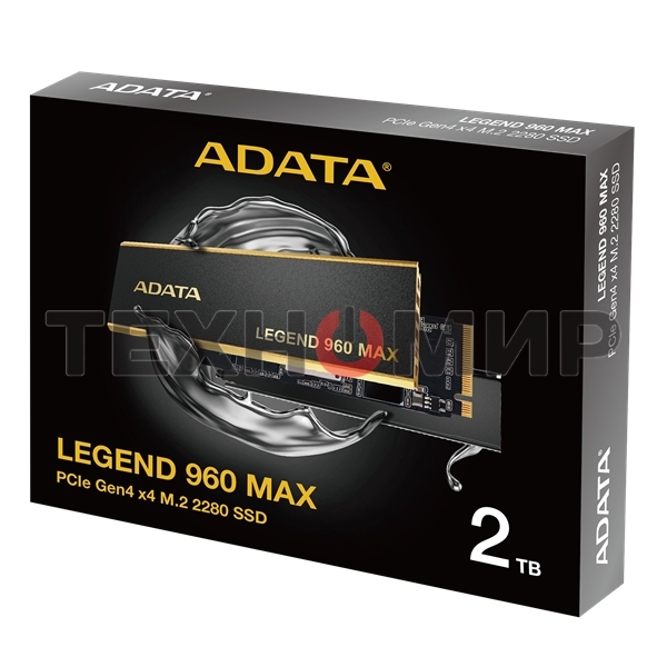Накопитель SSD ADATA LEGEND 960 MAX, 2Tb, PCIe 4.0 x4, M.2 2280, NVMe, R/W 7400/6800, с радиатором