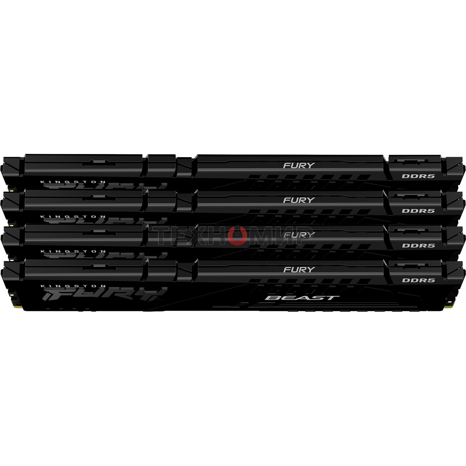 Оперативная память Kingston Fury Beast, DDR5, 128Gb (4x32Gb), 5200MHz, CL40, DIMM, радиатор, черный