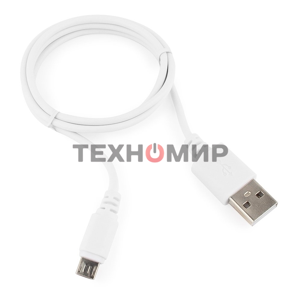 Кабель USB2.0 Pro Cablexpert CC-mUSB2-AMBM-1MW, AM/microBM 5P, 1м, экран, белый, пакет