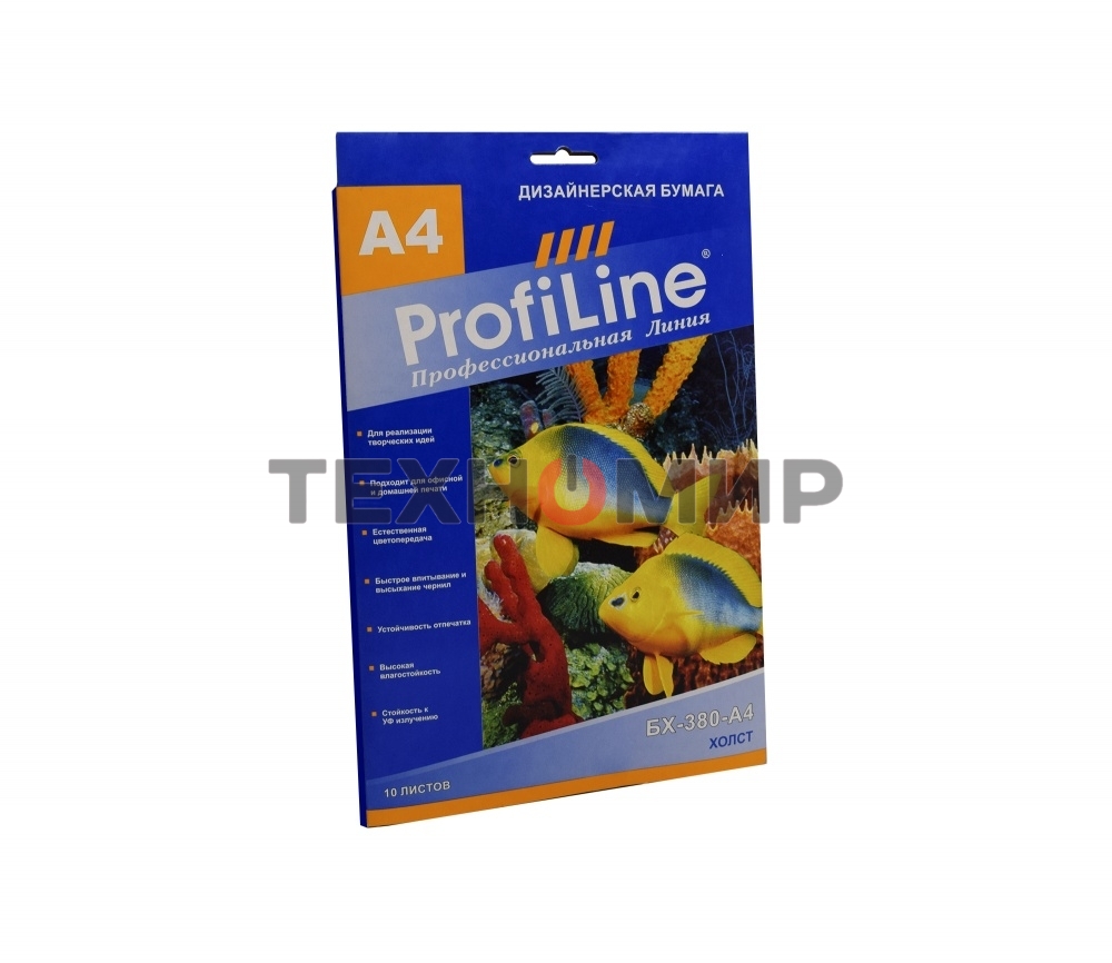 БХ-380-А4-10 ХОЛСТ на основе хлопка ProfiLine 380г/м2, А4, 10л, 1440 dpi