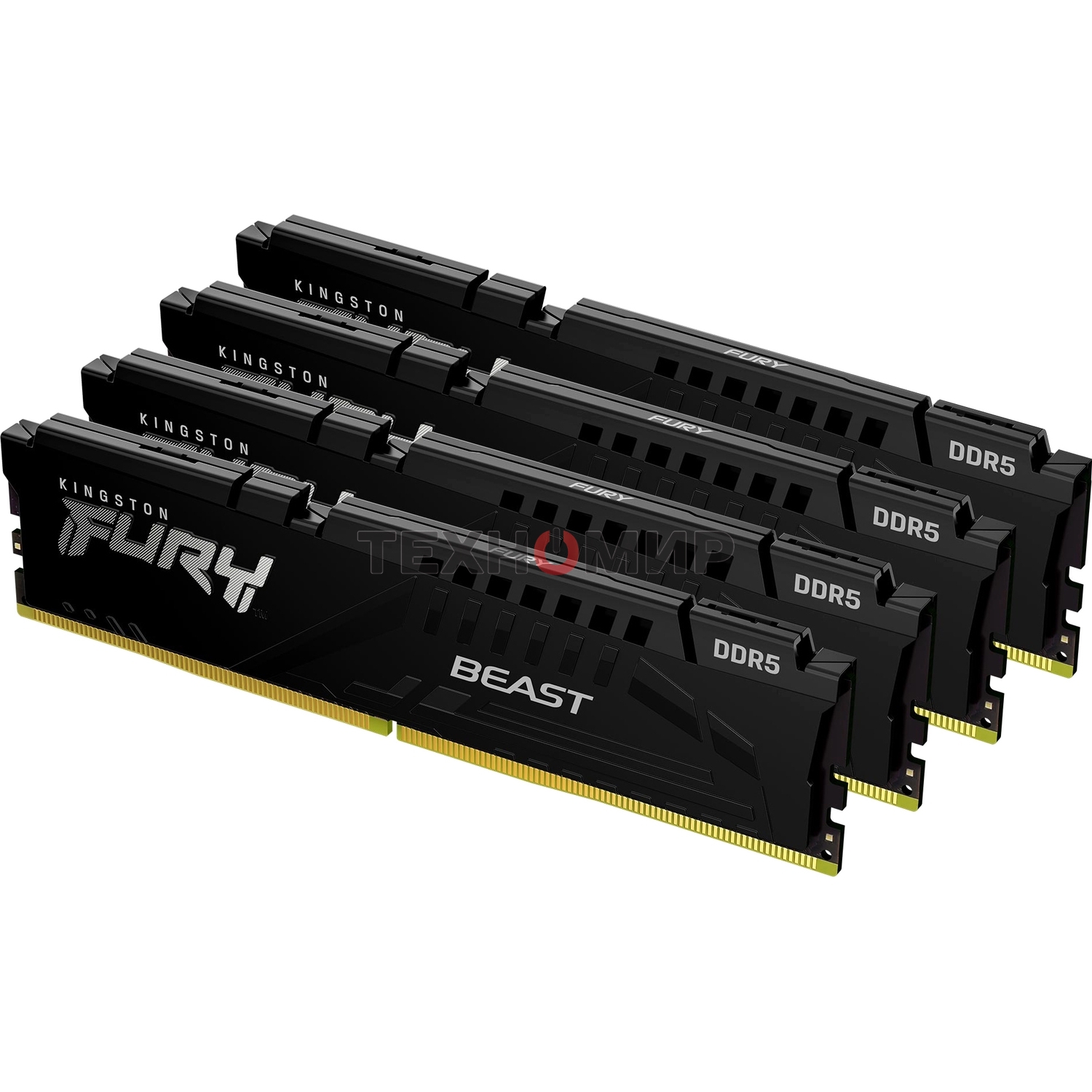 Оперативная память Kingston Fury Beast, DDR5, 128Gb (4x32Gb), 5200MHz, CL40, DIMM, радиатор, черный