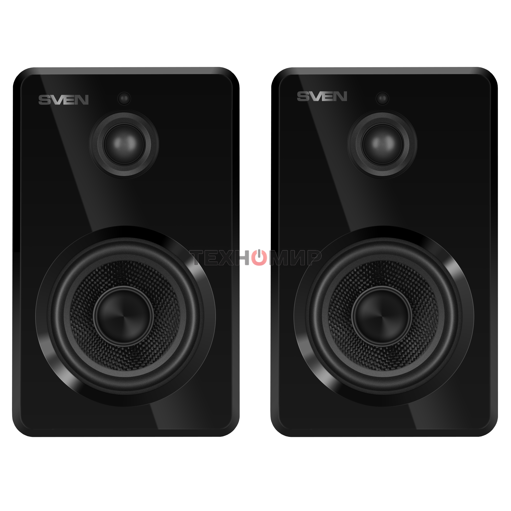 Акустическая система SVEN SPS-730 2.0 черные (2x25Вт, экокожа, USB/SD, пульт ДУ, Bluetooth)