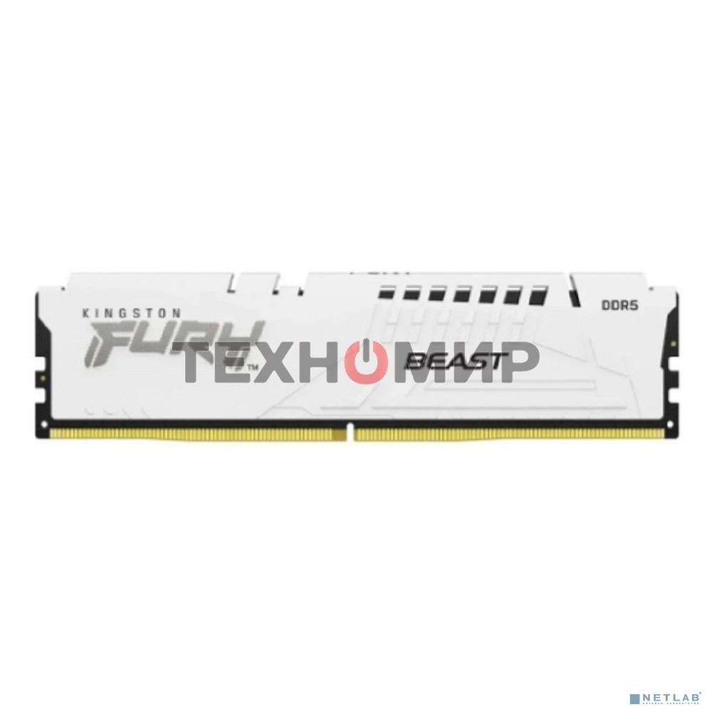 Оперативная память Kingston Fury Beast, DDR5, 16Gb (1x16Gb), 6000MHz, CL36, DIMM, с радиатором, белый