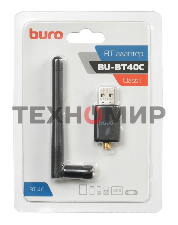 Адаптер USB Buro Bluetooth 4.0+EDR class 1 100м черный