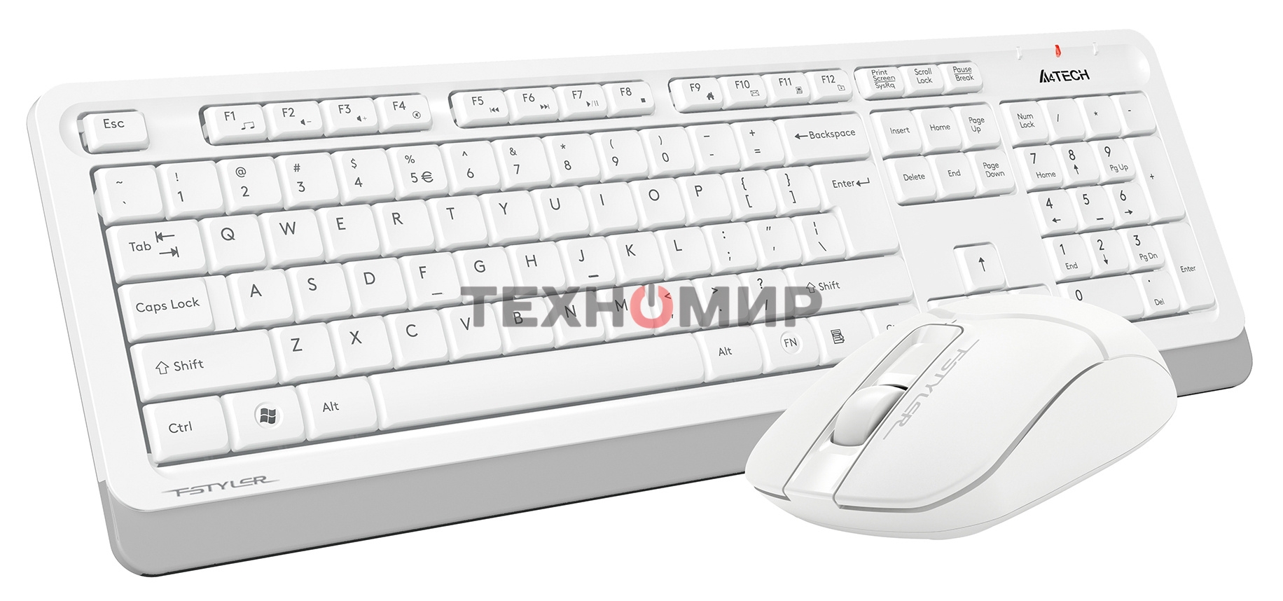Комплект клавиатура+мышь A4Tech FStyler FG1012 беспроводной, USB, 1200 DPI, белый