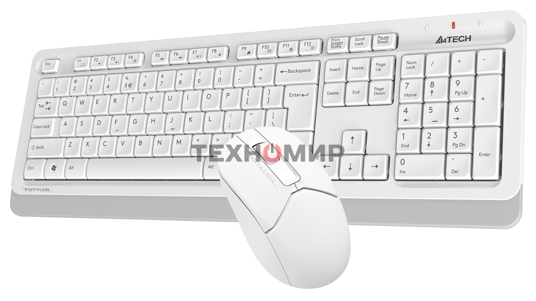 Комплект клавиатура+мышь A4Tech FStyler FG1012 беспроводной, USB, 1200 DPI, белый
