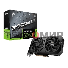 Видеокарта MSI RTX 5060 Ti 8G SHADOW 2X OC PLUS, NVIDIA RTX 5060 Ti, 8 ГБ GDDR7, 128 бит, PCI-e 5.0, 1xHDMI, 3xDP, 2617 МГц