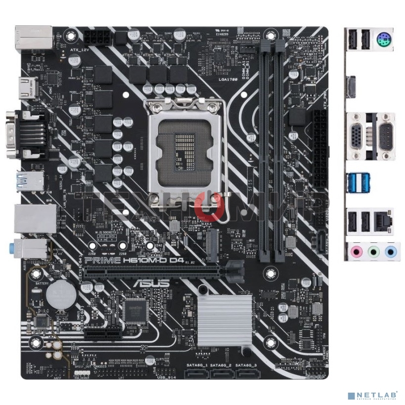 Материнская плата ASUS PRIME H610M-D D4, LGA 1700, Intel H610, 2xDDR4, 4xSATA, 1xM.2, 1xPCIe 4.0 x16, 1xPCI, 1xHDMI, 1xVGA, 1x 1Gb LAN, 2xUSB-A 2.0, 2xUSB-A 3.2 Gen 1, 3x3.5 мм, 7.1, mATX