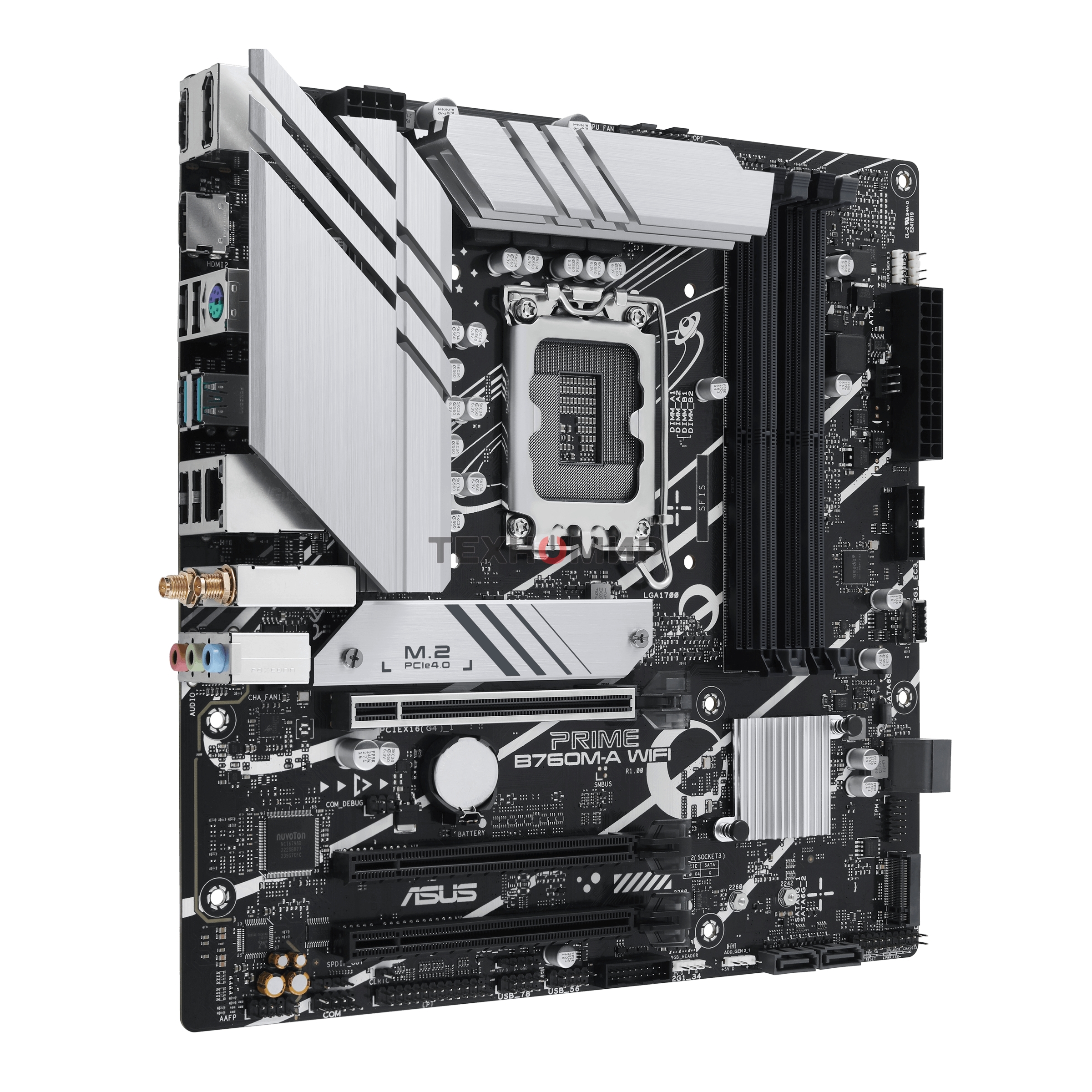 Материнская плата ASUS PRIME B760M-A WIFI, LGA 1700, Intel B760, 4xDDR5, 4xSATA, 2xM.2, 1xPCIe 4.0 x16, 1xPCIe 4.0 x4, 1xPCIe 4.0 x1, 2xHDMI, 1xDP, 1x 2.5Gb LAN, 2xUSB-A 3.2 Gen 2, 4xUSB-A 2.0, 3x3.5 мм, 7.1, mATX